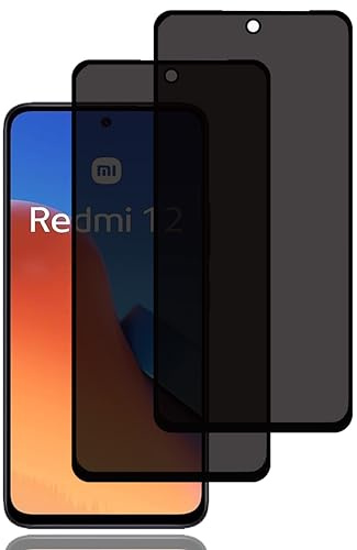 BCHKLAI Protector Pantalla de Privacidad para Xiaomi Redmi 12 [2 Piezas] | Cristal Vidrio Templado Antiespia, Dureza 9H, Sin Burbujas, Anti-Rasguños, Anti-Espía Protector Pantalla para Xiaomi Redmi 12