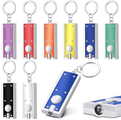 Glooglitter 8 Pcs Mini Keychain Flashlight LED Keychain Light Bulk Small Flashlight for Outdoor Camping Hiking Equipment and Emergency Gift(Multicolor)