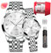 OLEVS Paar Quarzuhren Luminous Kalender Datum Fenster 3ATM Wasserdicht Casual Armbanduhr für Männer Frauen Liebhaber Hochzeit Romantisch, 9931-white Dial-Couple Style, Klassisch