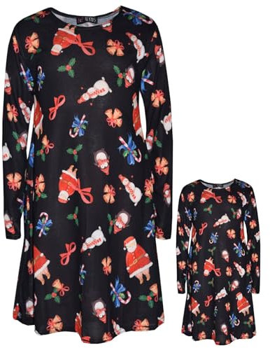 A2Z 4 Kids Girls Christmas Dress Multi Xmas Long Sleeve Dresses - Xmas-Dress Jingle Bells Black 2-3.