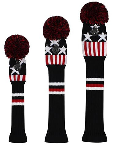 Golf Club Covers 3 Pcs/set Golf Clubs Headcover Knitted Hybrid UT Driver Fairway Wood 1 3 5 Wood Knitting Golf Head Covers (Color : 11)