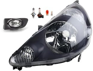 Johns, Scheinwerfer Halogen Front passend für Honda Jazz GD 03/02-12/04 H4 Links Fahrer + Nebelscheinwerfer + Leuchtmittel