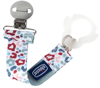 Chicco Fashion Clip Salvasucchietto Con Nastro, Universale, Per Agganciare Ciucci, Catenella Porta Ciuccio Neonato, Neutro Verde, 0 Mesi+