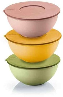 Guzzini -SET 3 CONTENITORI 16CM CON COPERCHI EVERYWHERE BIO Colori decori vari