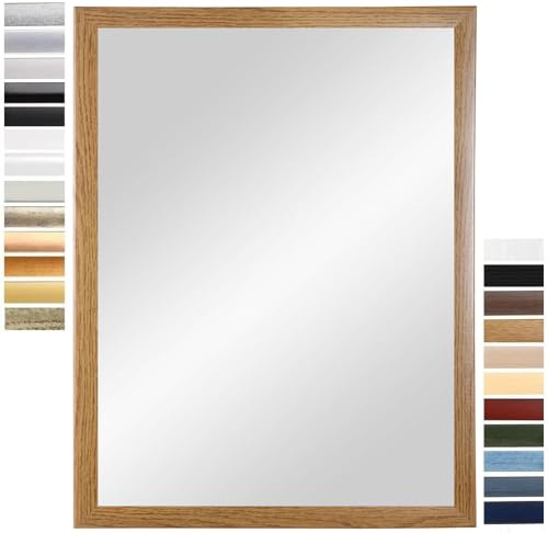 PrimeLuxe Espejo de pared 60 x 100 cm (dimensiones exteriores) en roble rústico, color y tamaño a elegir, espejo de cuerpo entero, espejo de baño y pasillo, con marco de madera, fabricado en Alemania