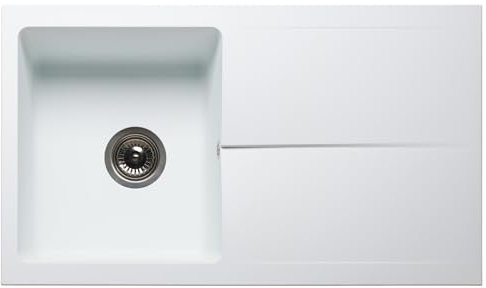 Liquida TEC860WH 1.0 Bowl Composite Reversible White Kitchen Sink and Waste Kit