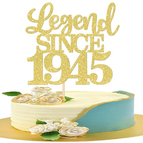 1 Stück Aufschrift Legend Since 1945 Tortenaufsatz 80 Kuchen Topper Glitter alles Gute zum 80. Geburtstag Kuchen Pick 80 Fabulous Tortendekorationen 80th Gold