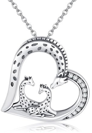 HUKKUN Giraffe Halskette Sterling Silber Giraffe Anhänger Halskette Giraffe Schmuck für Frauen