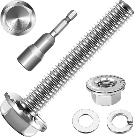 Dayalo 10 Stück Flanschschrauben M8 x 40 mm, Edelstahl A2 mit Muttern | Mit Sperrverzahnung, 10 gezahnten Flanschmuttern, 10 Unterlegscheiben, 10 Federringen und Steckschlüssel; Vollgewinde
