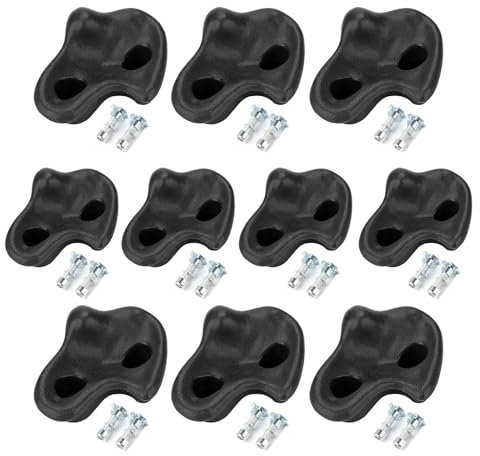 flexman 10 Klettergriffe, Strukturierter Kunststoff Kletterstein, Kletterwandgriffe für Kindergärten, Vergnügungsparks, Korridore, Wände (Black)