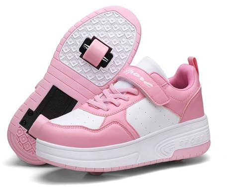 Hiseng Schuhe mit Rollen für Mädchen 28-40 EU, Schuhe mit Rollen für Jungen Rollschuhe Schuhe 2-in-1 Roller Schuhe Schuhe mit Rollen Kinder Outdoor Turnschuhe Turnschuhe mit Rollen Versenkbarer