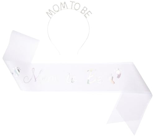 Baluue Mom-to-Be Schärpe Set Mit Kristallstirnband Und Verstellbarem Gürtel Für Babyparty Fotoshooting Komfortables Accessoire Für Schwangere Frauen