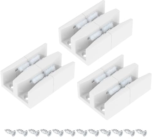 sourcing map Sliding Shower Door Bottom Guide for 1/2 in Frameless Glass Shower Door, 3pcs 47mm Width Shower Door Double Track Limit Sliding Guide with Screw, White