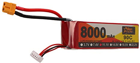 Batterie Lipo Power 8000mAh 11.1V 3S 90C RC Lipo avec Prise XT60 pour Quadrirotor de Course QAV250