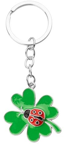 BOFUNX Vierblättriges Kleeblatt Glücksbringer Schlüsselanhänger Kleeblatt Marienkäfer Glücksbringer Geschenk Auto Schlüsselanhänger Viel Glück Silvester Neujahr Geschenk