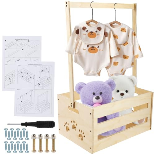 Größer 2-in-1 Holzkorb Babyparty 42 x 29 x 22 cm Ultra Praktisch Stark Holzkiste für Babyparty Kreative Elegant Babyparty-Kleiderschrank Versatile Holz Babyparty Schrank Baby Kleiderständer