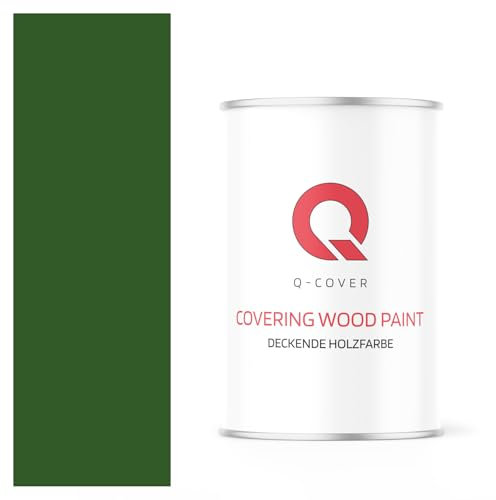Q-COVER DECKENDE HOLZFARBE 1L HALBMATT Laubgrün RAL 6002 RAL DECKFARBE HOLZLACK DECKLACK WETTERSCHUTZFARBE ALLE HOLZARTE OSB-PLATTEN INNEN AUßEN ca. 80-150 ml / m2