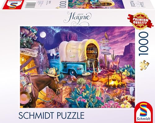 Schmidt Spiele 58576 Jeff Haynie, Romantisches Wildwest-Camping, 1000 Teile Puzzle