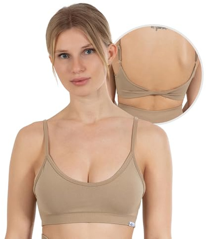 SMILODOX Sport BH Damen Layne, Seamless Crop Top mit verstellbaren Trägern, überkreuztem Rückenausschnitt, rutschfest Sport Bra, Blickdicht & atmungsaktiv, Ideal für Fitness & Yoga
