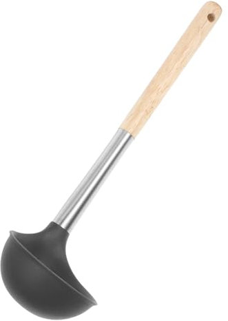 CHILDWEET Silikon Schöpfkelle mit Edelstahl und Holzgriff Suppenlöffel für Soßen und Servieren Ergonomisch Leicht zu Reinigen