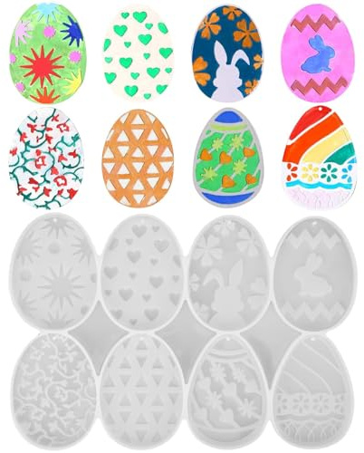 FeiOne 8PCS Silikonformen Gießformen Ostern, Silikonform Ostern, Gips Gießen Formen Osterhase, Gießform Ostern Gießformen Silikon, Gießformen Silikon Ostern, Formen Kaninchen DIY Silikon Gießform