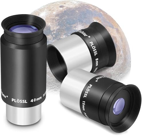 Alstar 1,25 Zoll Plossl Teleskop Okular-Set – 8 mm 15 mm 40 mm voll mehrfach vergütete optische Linse für 1,25 Zoll Astronomie-Teleskop und Astronomiefilter – 4-Element-Plossl-Design