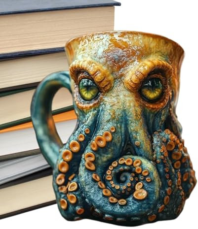 Keyubria Octopus Coffee Mug, Oceans Creature Octopus Mug, 3DOctopus Coffee Cup, Resin Water Cup, OctopusShaped StatueCup, for Sea Lovers, Coffeeand Milk Tea Enthusiasts