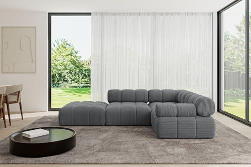 ALTDECOR Modulares Sofa Ecksofa in L-Form Corner modular Sofa Eckcouch Couch Wohnlandschaft Cauchsofa Polstersofa Felto-L1-285x190x70 cm Dunkelgrau