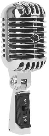 Vintage Dynamisches Mikrofon Bühnenmikrofon Antik Nostalgie Metall Optik Stoßmontiert Tonabnehmer für Musiker und Sänger Metallguss Mikrofon