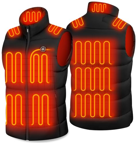 OCQOCQ Beheizbare Weste Herren mit 16000 mAh Akku, Heizweste Herren mit 15 Heizzonen und 3 Einstellbar Temperatur, Leichte Wärmeweste für Wintersport