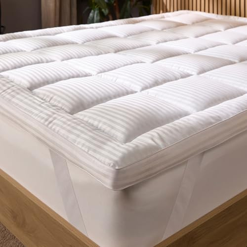 Snuggledown Hotel Mattress Topper Double Bed - 5cm Deep Quilted Luxury Double Topper for Soft Comfort | 2-Year Guarantee, Easy Fit Straps, Non-Allergenic & Washable