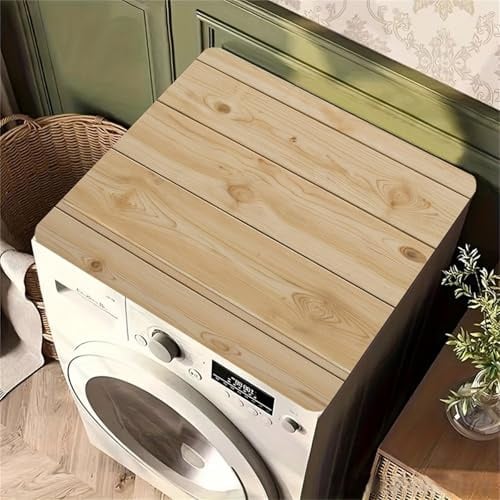 Hixingo Washer and Dryer Top Protector Mat, Non-Slip Diatomaceous Mat Washer and Dryer Covers Protector, Washing Machine Top Cover Retro Patterns for Home Kitchen Laundry Room (Wood grain,60x60cm)