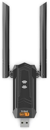 6500Mbps USB WiFi Dongle for Desktop PC Wireless USB Internet Network Card with 5GHz/2.4GHz/6GHz Tri-Band Plug & Play Driver-Free