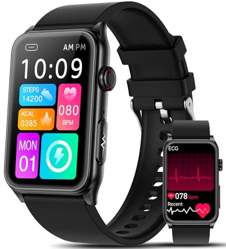 2026 Smartwatch Damen Herren EKG/Blutdruck/BMI/HRV/Harnsäure,1,57Gesundheitsuhr mit Telefonfunktion 24H Blutdruckmessung SpO2 Pulsuhr,Schlaf-Monitor Fitnessuhr Schrittzähler,Smartband für iOS Android