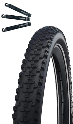 1 x Schwalbe Smart Sam Fahrradreifen Performance DD RaceGuard ADDIX E-50 Schwarz+Reflex 65-584 (27.5 x 2.60) inkl. maxxi4you Reifenheber