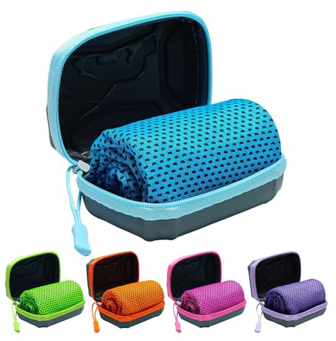5 Pack Kühltuch Mit Aufbewahrungsbox, 30x80 Cm Kühlendes Handtuch, Kühltücher Für Den Nacken, Cooling Towel, Schnelltrocknende Kühlhandtuch Für Sommer, Sport, Fitnessstudio, Gym, Golf