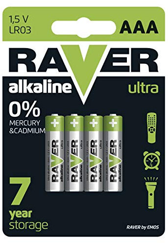 EMOS Raver Ultra Alkaline AAA Micro Batterien | 1,5 V | LR03 | 4 Stück | 7 Jahre lagerfähig