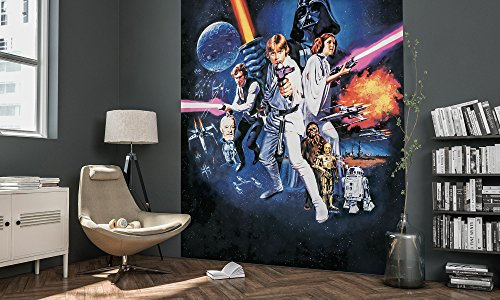 Komar Star Wars Vlies Fototapete | POSTER CLASSIC | 200 x 250 cm | Tapete, Wand Dekoration, Retro, Galaxy, Kinderzimmer | 026-DVD4