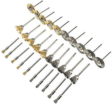 30 Stücke Messingdrahtbürstensatz Polieren und Polieren Drehwerkzeug Polierbürste kompletter Satz rotierender Werkzeuge (Stifttyp + T-Typ + Schüsseltyp)