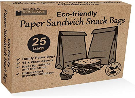 ECO Friendly Paper Sandwich & Snack Bags by TOASTABAGS - 25 Bags