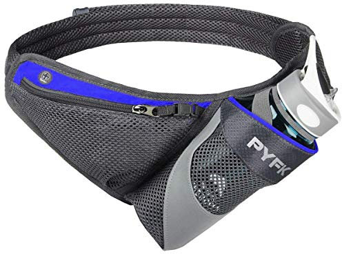 PYFK Running Belt Hydration Waist Pack with Water Bottle Holder for Men Women Waist Pouch Fanny Bag Reflective (Blue)