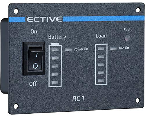 ECTIVE RC1 Wechselrichter Fernbedienung mit Ladestandsanzeige - 3m Kabel, RJ12- Batteriebetrieb, Fehler, Leistungs/Standby, Momentanverbrauch- Anzeige, EIN-/Aus-Schalter