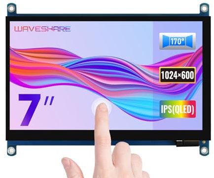 Waveshare 7inch QLED Quantum Dot Display Capacitive Touch Screen 1024×600 G+G Toughened Glass Panel Support Raspberry Pi/Jetson Nano/PC/Game Console