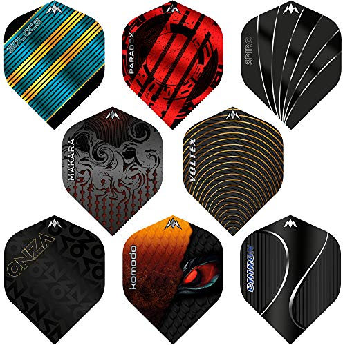 Mission Darts Gemischte Solo-Dart-Flights, Standard Nr. 2, extra stark, 100 Mikron, 5 Sets mit je 3 Flights, gemischtes Flights-Design
