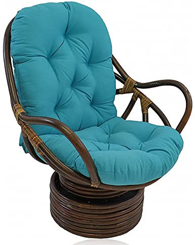 Drehbares Schaukelkissen, Papasansessel Kissen, Papasan Stuhlkissen, Wasserdichtes Schaukelkissen Rattan, für Garten Wohnzimmer Balkon Büro, Kein Stuhl,Blau
