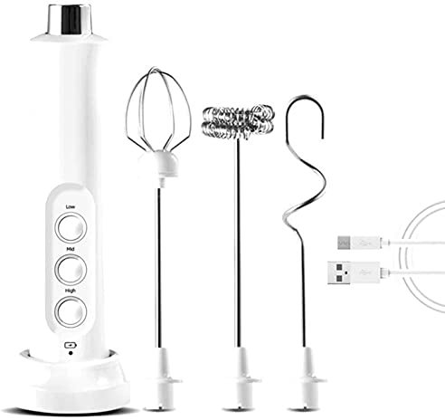 Batidora Batidora de leche, Batidora de mano recargable USB, Mini batidora multifunción 3 en 1, Mini batidora eléctrica, Espumador de leche,B