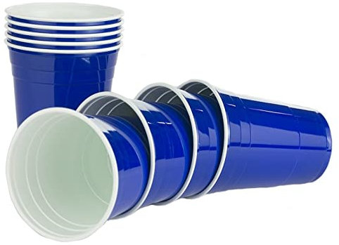 SHINE Reusable Blue Cups, Beer Pong Cup, 500ml Drinking Game (Pack of 50, Blue), American Style Cups, Outdoor and Indoor