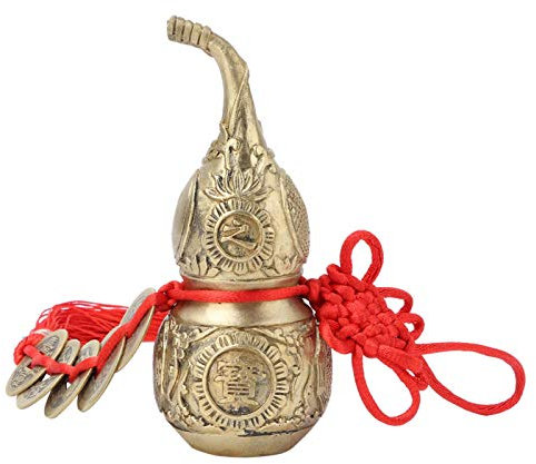 Feng Shui Brass Wu Lou Gourd, Chinese Good Luck Hu Lu Decoraciones para el hogar Colgante Tesoro, Regalos de inauguración de la casa para la seguridad, la salud, la longevidad, la riqueza, el éxito