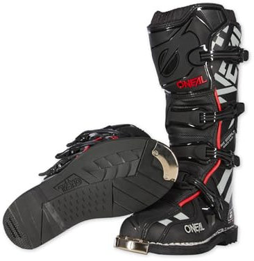 O'NEAL | Stivali Motocross | MX Enduro | Protezione suola in metallo, fibbie facilmente regolabili | TRIBUTE Boot SQUADRON V.21 | Adulto | Nero/Grigio | Taglia 41/8
