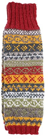 Pachamama Women 100% Wool Legwarmer Handknitted Fair Isle Pattern Rust Multicoloured Regular Fit Handmade Extra Warm